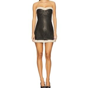 OW Collection Kendra Fur Trimmed Mini Dress XS